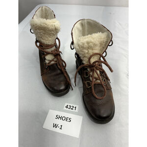 Womans Sorel Ankle Boots 6 Brown Lace Up Lined Chunky Heel NWOT